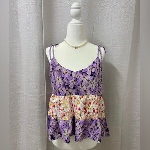 Desigual Women’s Floral Babydoll Tank Top Size Large | Boho Tropical